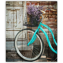 Голубое панно для стен Creative Wood Велосипеды Велосипеды - Велосипед и сирень